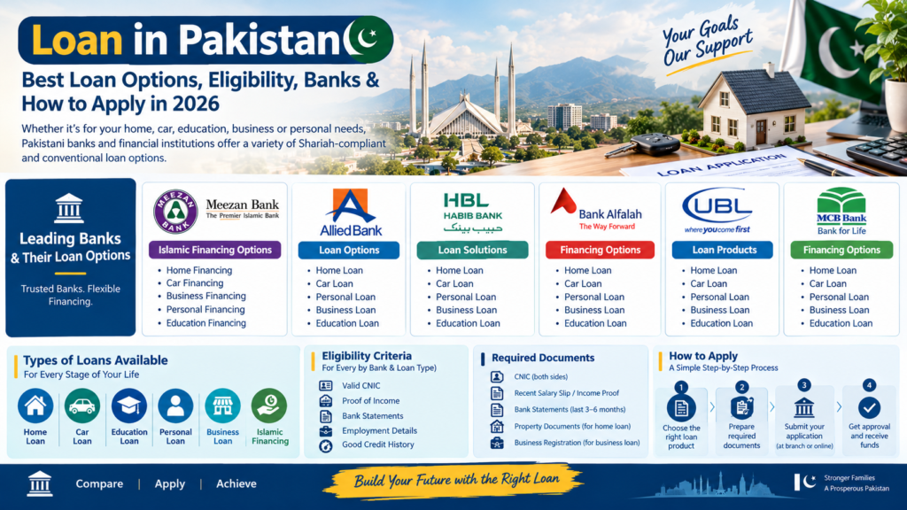 Loan in Pakistan options, banks, eligibility and financing guide 2026